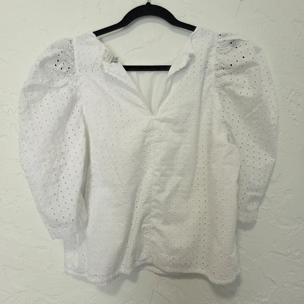 A New Day Target Emroidered White Top Size Large - Picture 6 of 12